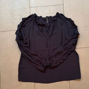 1. State Midnight Blue Ruffle Blouse